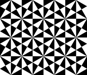 Triangles seamless pattern. Abstract geometric pattern. Arabic pattern. Simple background or pattern. Black and white triangles background. Minimal pattern. Vector