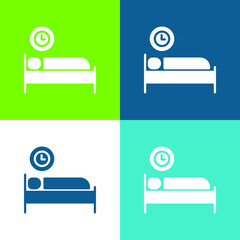 Bed Time Flat four color minimal icon set