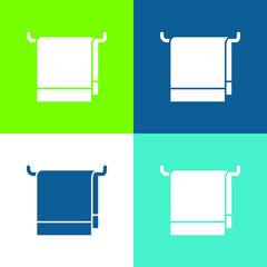 Bathroom Towel Flat four color minimal icon set