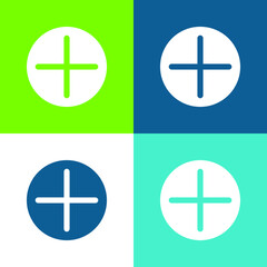 Obraz premium Add Flat four color minimal icon set