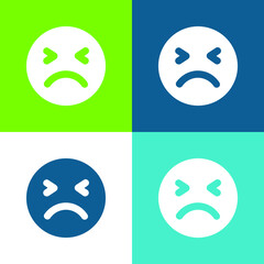 Bad Face Flat four color minimal icon set