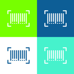Barcode Flat four color minimal icon set