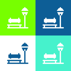 Naklejka premium Bench Flat four color minimal icon set