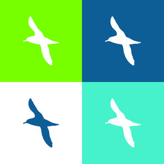 Albatross Bird Shape Flat four color minimal icon set