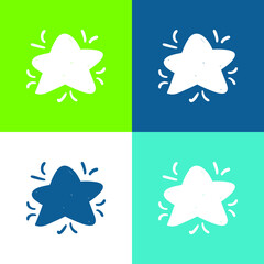 Big Star Doodle Flat four color minimal icon set