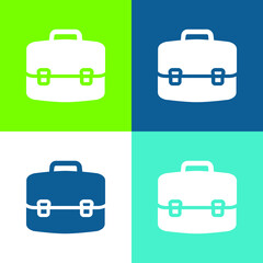 Briefcase Flat four color minimal icon set