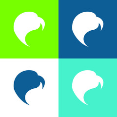 Black Hair Flat four color minimal icon set