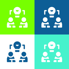 Brainstorm Flat four color minimal icon set