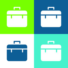 Briefcase Flat four color minimal icon set