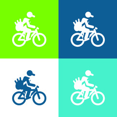 Fototapeta premium Bicycle Flat four color minimal icon set