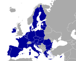 Karte der Europäischen Union in Europa - obrazy, fototapety, plakaty