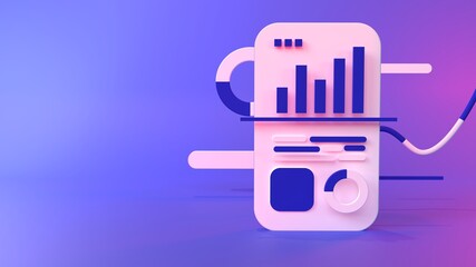 Report graph presentation concept, trendy 3d illustration, 3d render.