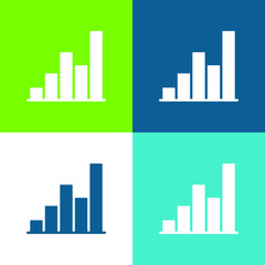 Bar Chart Flat four color minimal icon set