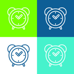 Alarm Clock Flat four color minimal icon set