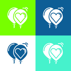 Ballons Flat four color minimal icon set