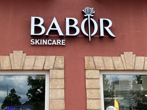 Roermond, Netherlands - July 1. 2021: View on store facade with logo lettering of babor skincare cosmetic company