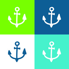 Anchor Flat four color minimal icon set