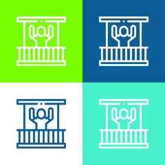 Balcony Flat four color minimal icon set