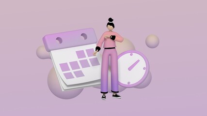 Schedule planning concept, trendy 3d illustration, 3d rendering.