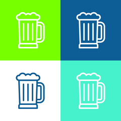 Beer Flat four color minimal icon set