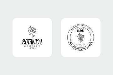 Minimal floral botanical hand drawn logo badge package