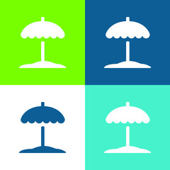 Beach Flat four color minimal icon set