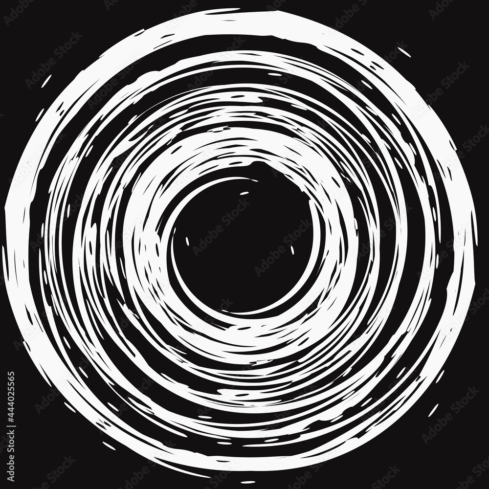 Poster white smeared circle drawn with a brush. vector on black background.