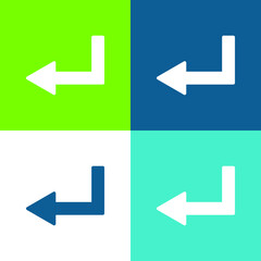 Arrow Left Broken Angle Flat four color minimal icon set