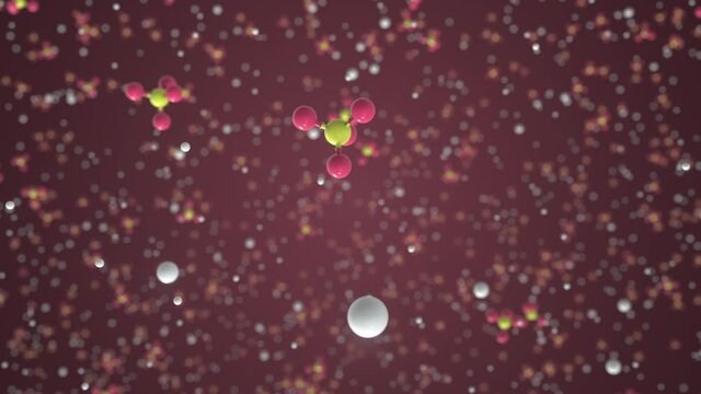 Molecule of zinc sulfate. Molecular model, looping seamless 3d animation