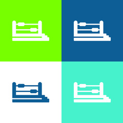 Boxing Ring Flat four color minimal icon set