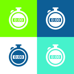 Black Stopwatch Flat four color minimal icon set