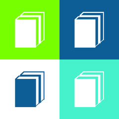 Books Flat four color minimal icon set