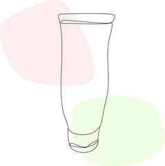 Minimalistic line-art, picture of the cream tube (cosmetics and beauty treatments).