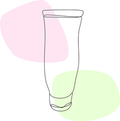 Minimalistic vector line-art, picture of the cream tube (cosmetics and beauty treatments).
