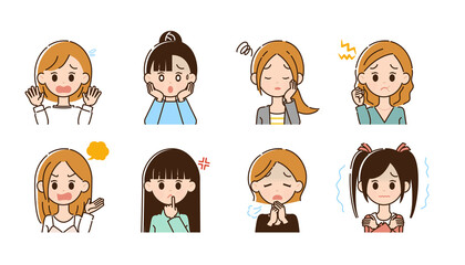 ネガティブな女性のイラスト