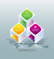 Presentation business infographic template with 3 step