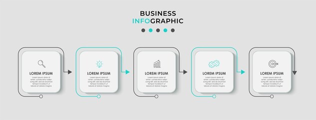 Vector infographic template with icons and 5 options or steps. Infographics for business concept. Can be used for presentations banner, workflow layout, process diagram, flow chart, info graph.