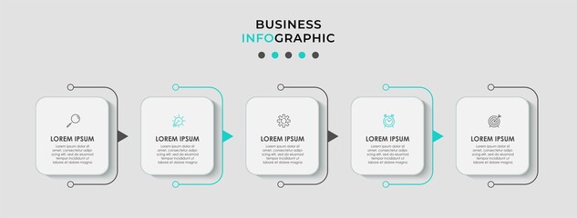 Vector infographic template with icons and 5 options or steps. Infographics for business concept. Can be used for presentations banner, workflow layout, process diagram, flow chart, info graph.
