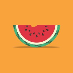 slice of watermelon vector illustration, flat design watermelon in white background
