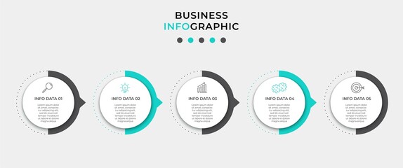 Vector infographic template with icons and 5 options or steps. Infographics for business concept. Can be used for presentations banner, workflow layout, process diagram, flow chart, info graph.