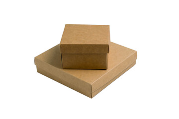 Craft boxes isolate on a white background. The concept of delivery, shopping on the Internet, choosing a gift and preparing for the holiday