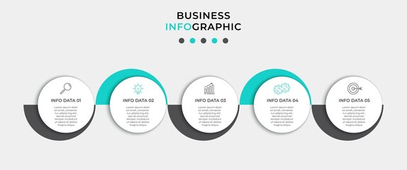 Vector infographic template with icons and 5 options or steps. Infographics for business concept. Can be used for presentations banner, workflow layout, process diagram, flow chart, info graph.