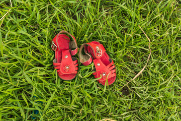 Children's sandals old red Soviet issue of 1991