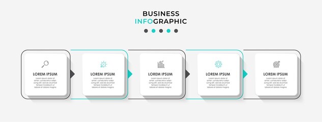 Vector infographic template with icons and 5 options or steps. Infographics for business concept. Can be used for presentations banner, workflow layout, process diagram, flow chart, info graph.