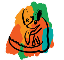 Outline dog in cubism style. Vector 10 eps.