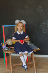 girl in school uniform on September 1, the beginning of the school yea