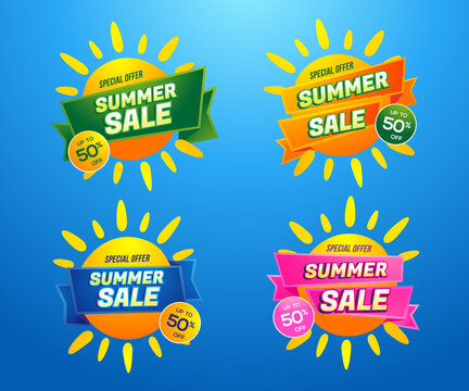 summer sale discount label design
