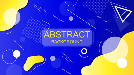 Abstract blue and yellow background. Vector banner with waves and geometric shapes