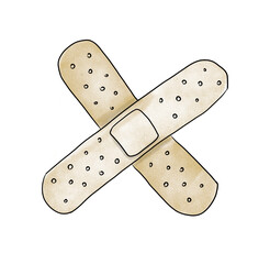 Adhesive Bandage elastic Medical Plaster. Cartoon illustration of band aid on isolated white background