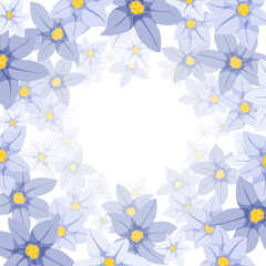 Naklejka na ściany i meble 青い小花の背景フレーム